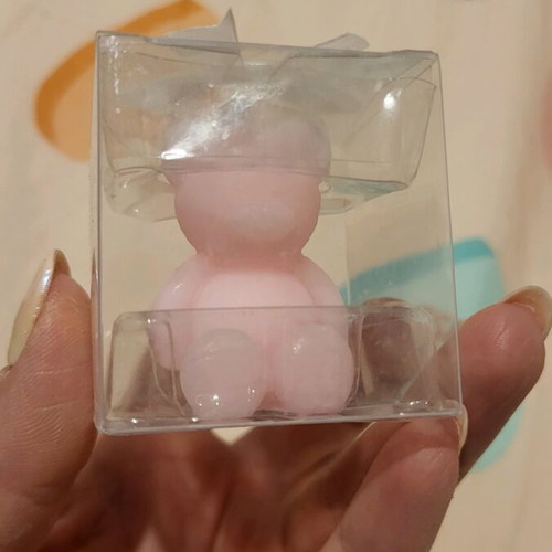 Pink Bear Candle Small New
