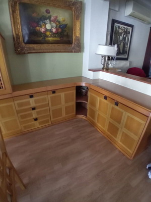 Buffet, display cabinet, and dining table set used, solid walnut wood