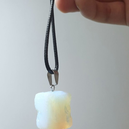 Handmade necklace with raw opal and stainless steel clasp new