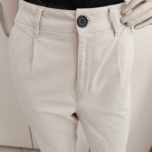 Bershka women's beige high-waisted elastic pants with pleats, like new, size M