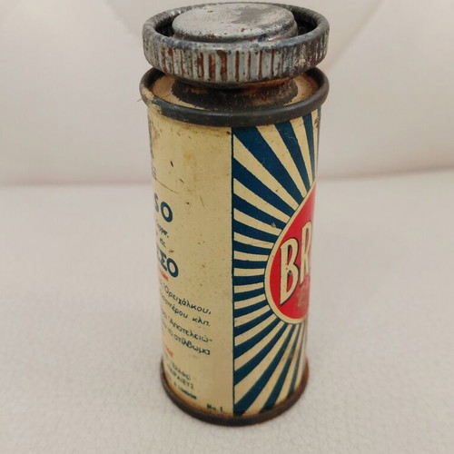 Brasso vintage metal polish container used, 1950s