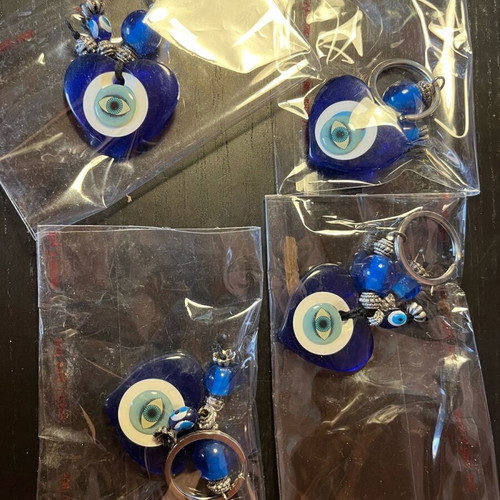 Keychain Mati and Matakia new, set of 4, blue