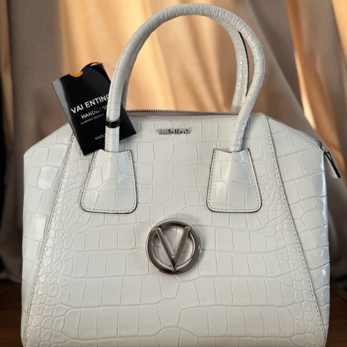 Valentino Bags white leather conv tote bag new