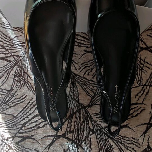 Luigi black patent leather slingback pumps new size 38