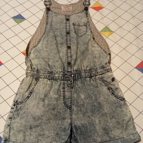 S.Oliver Vintage-Vibe Acid Wash Denim Short Overalls like new, blue