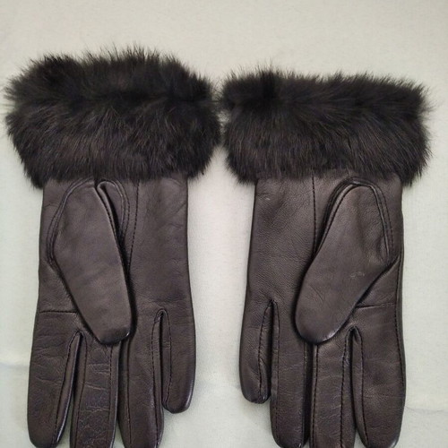 Women's gloves with fur like new, black