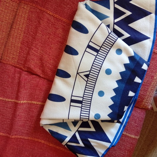 Round beach towel 1.80x1.80 m new, blue pattern