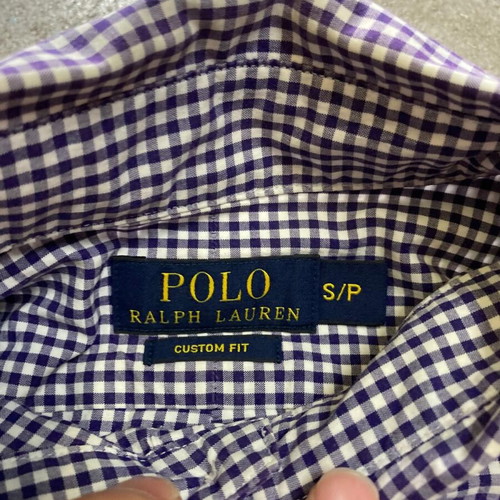 Ralph Lauren Longsleeve Shirt S, white darkblue checked, red pony
