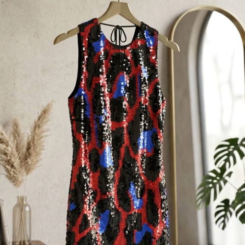MissSixty dress new with sequin pattern in black, red, blue, silver