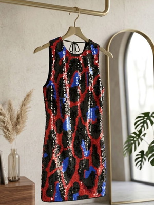 MissSixty dress new with sequin pattern in black, red, blue, silver