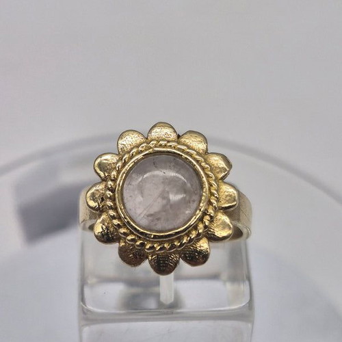 Rose Quartz Adjustable Brass Ring new