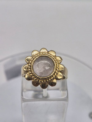 Rose Quartz Adjustable Brass Ring new
