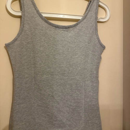 Alexander McQueen sleeveless blouse used, grey with colorful design