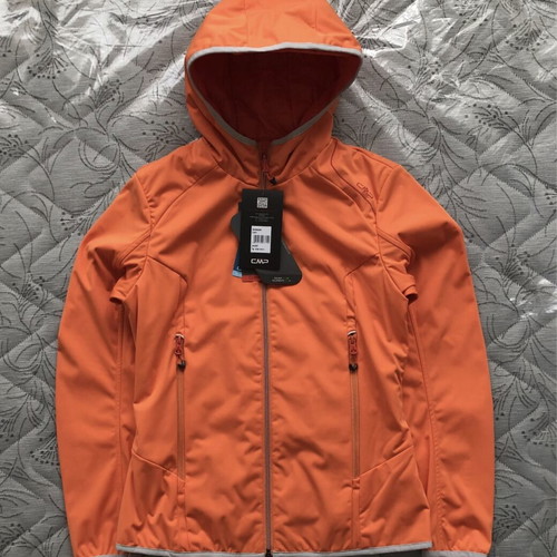 CMP Fix Hood Reverse Softshell Jacket new, women's size S, orange