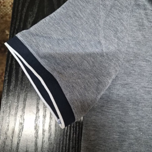 Short-sleeve blue shirt with label, gray, size M, cotton