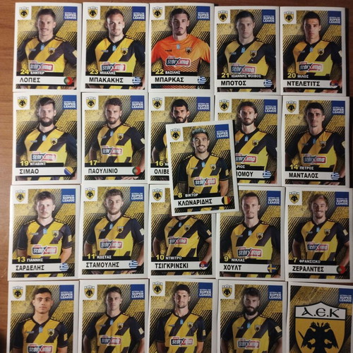 AEK Super League 19/20 stickers like new, 21 pieces