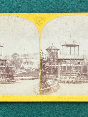 Stereoscopic photo used, Paris World Exhibition 1867, Horticultural Garden