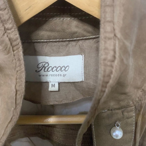 Rococo khaki jacket with transparency and pearls like new, size medium