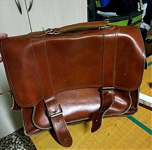 Vintage Δερμάτινη Τσάντα (χωρίς λουρί) μεγάλη χωριτηκότητα (χωράει laptop)