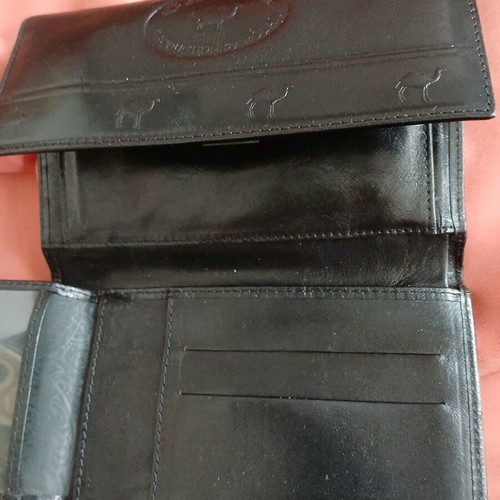 Camel leather black wallet new