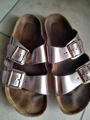 Birkenstock slippers used, size 42, beige leather