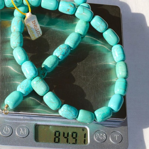 Turquoise Necklace New With 14K 585 Gold Clasp Indico Jewels