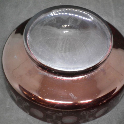 Bohemian antique prewar ruby Egermann fondant dish used