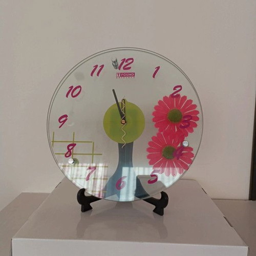 TFOUND ARTCLOCK wall clock with pink gerbera flowers