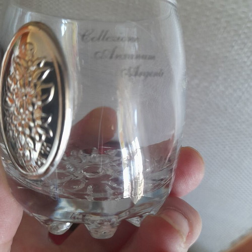 Vintage 1980 Italian Liqueur Set 7pcs Crystal & Silver 925 Collezione Anxanum Argenti