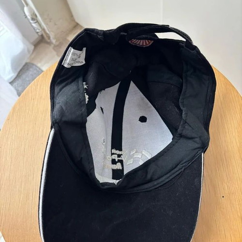 Shell Jockey Hat used, cotton, black and white, sizes M L