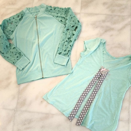 Iso turquoise jacket and top set, large