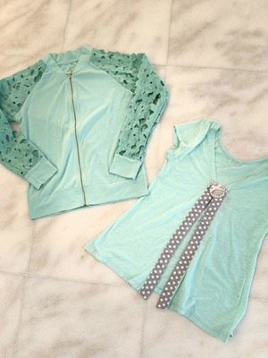 Iso turquoise jacket and top set, large