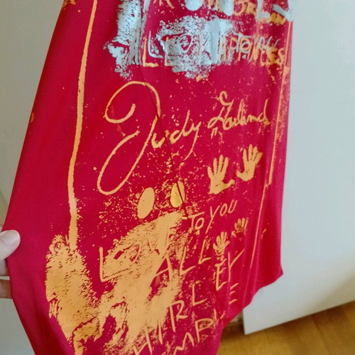 Andy Warhol red dress like new with orange and silver designs
