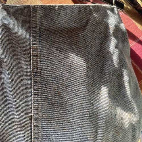 Denim handbag with flower motif
