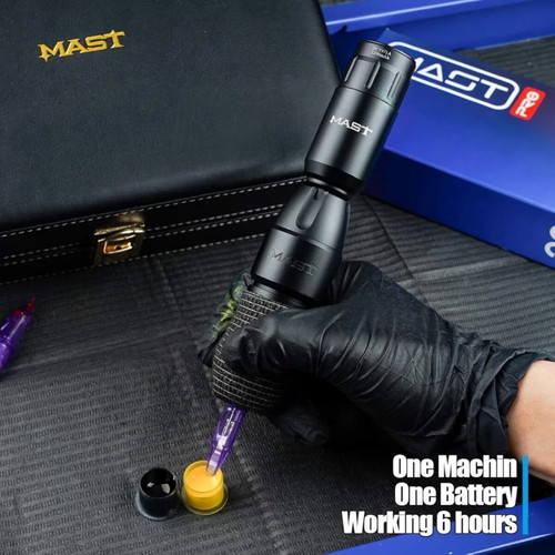 Mast Pro Rotary Tattoo Machine Pen Kit with 2 Wireless Batteries and Accessories