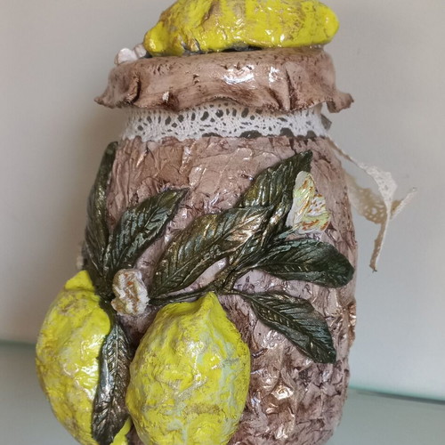 Decorative vase new with handmade lemons 18×10 cm