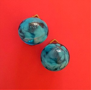 Μικροσκοπικά σκουλαρίκια με μπλε μουράνο Vintage clips