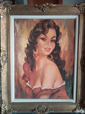 Gypsy painting used with vintage gold frame