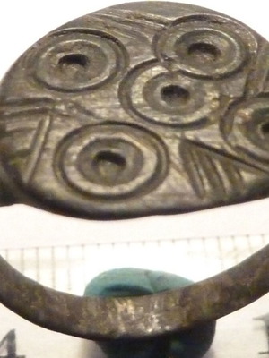 Renaissance bronze ring with decoration used