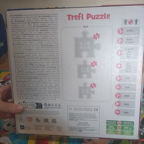 Paw Patrol puzzle set of 4 used with 35 to 70 pieces each