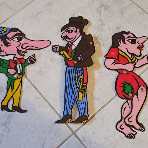 9 Karagiozis shadow theatre plastic figures