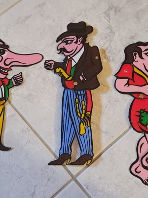 9 Karagiozis shadow theatre plastic figures