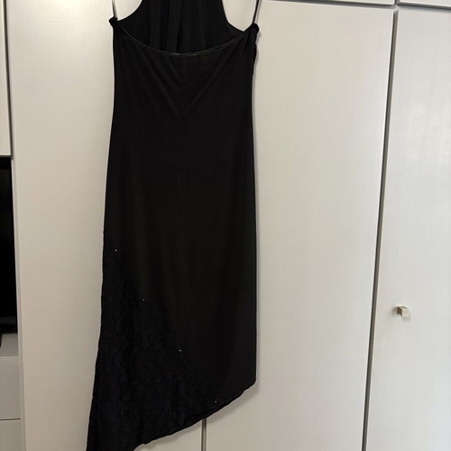 Black asymmetric dress medium like new, halter neck, evening wear