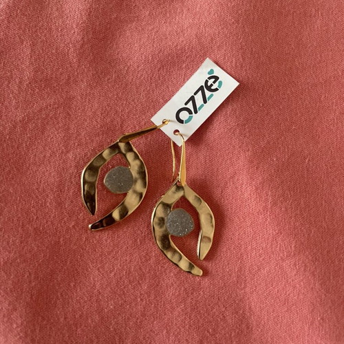 Ozze earrings new with tags, gold and grey modern design