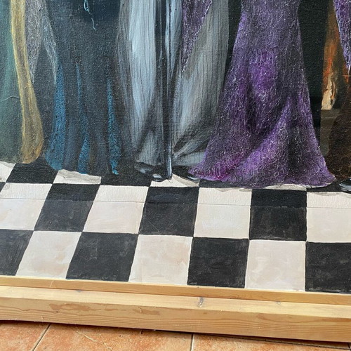 The Addams Family painting handmade like new, 184x121 cm