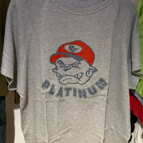 Platinum Bodies Grey T-shirt with Bulldog Logo used, size L