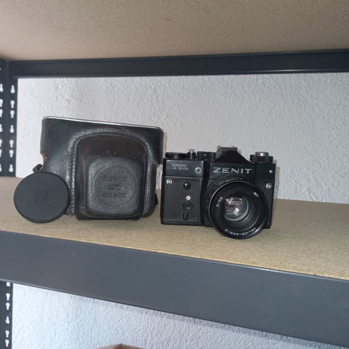 Zenit TTL camera used with Helios-44M-4 lens and leather case