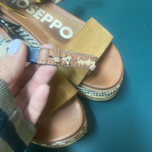 Gioseppo platform espadrille sandals size 37 used, white and brown