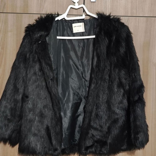 Women's black fur coat like new Pink Woman