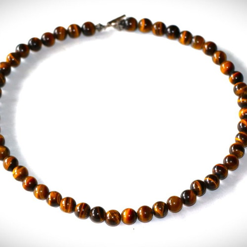 Necklace with genuine tiger's eye stones and sterling silver 925 new
